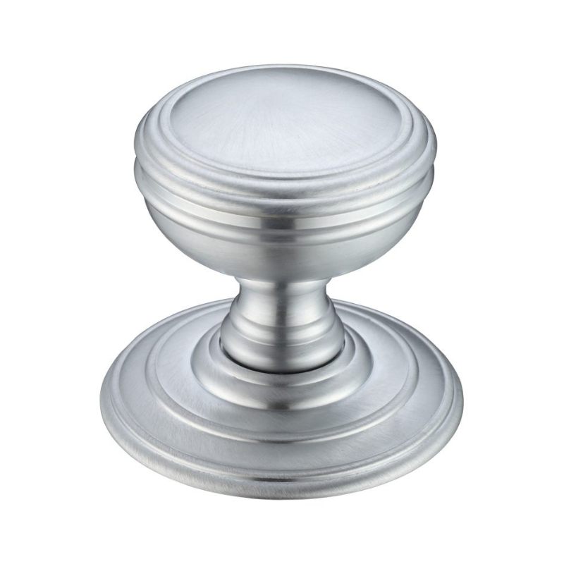 Mortice Knob on Round Rose - Concealed Fix-Satin Chrome