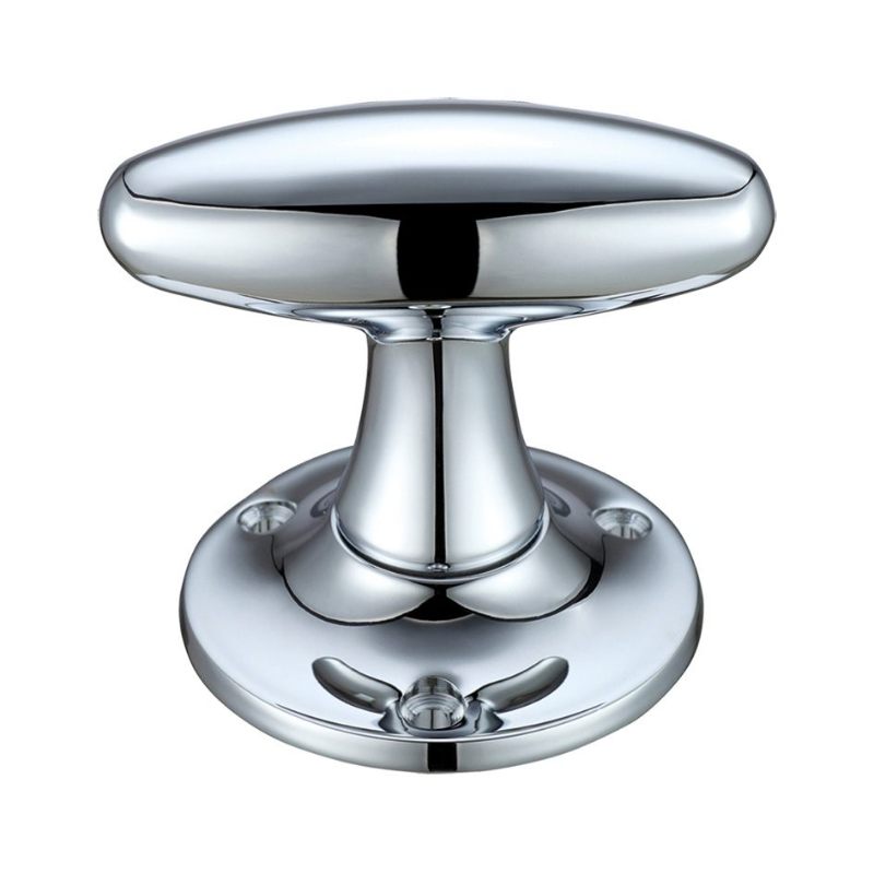 Extended Oval Mortice Knob Furniture 60mm Rose dia.-Polished Chrome