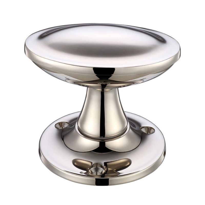 Oval Stepped Mortice Knob Furniture 60mm Rose Dia-PVD Nickel