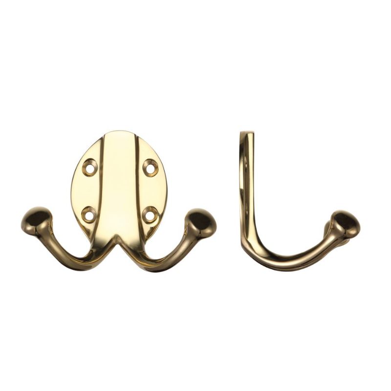 Double Robe Hook-Polished Brass