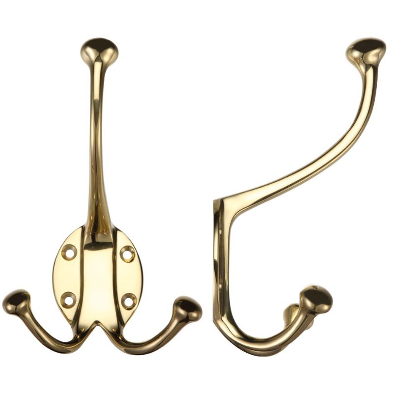 Double Hat and Coat Hook-Polished Brass