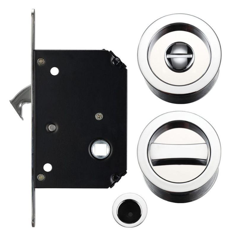 Sliding Door Lock Set - Suitable for 35-45mm Thick Doors-Polished Stainless