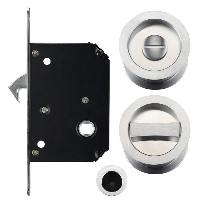 Sliding Door Lock Set - Suitable for 35-45mm Thick Doors-Satin Stainless