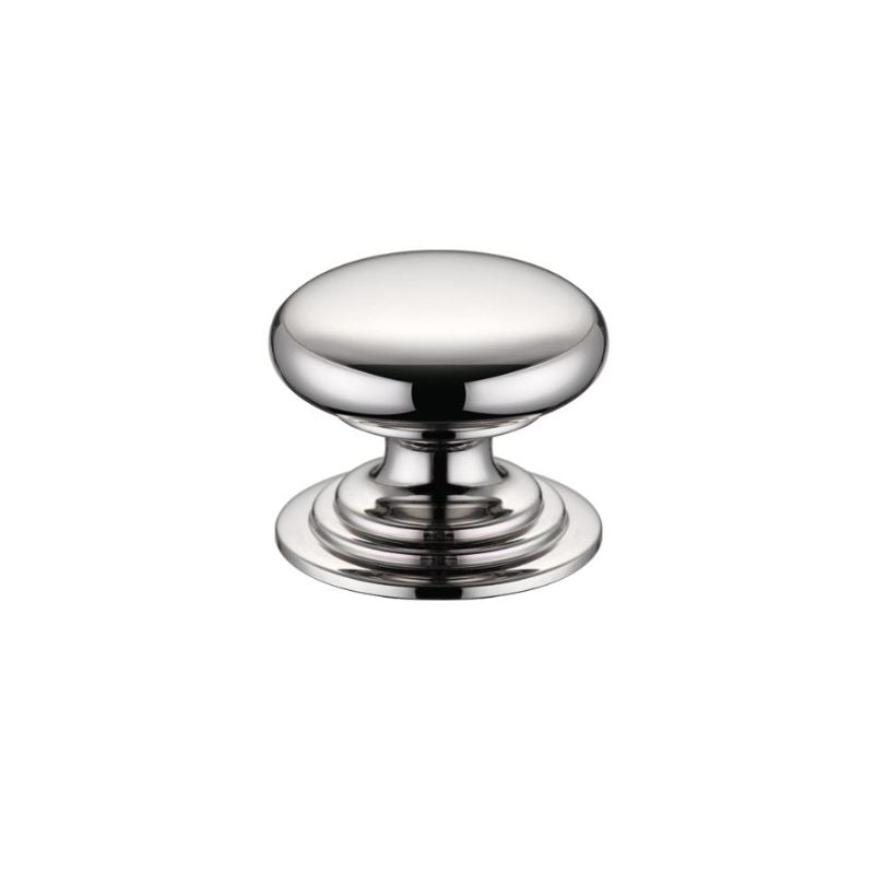 Victorian Cupboard Knob 32mm dia. - Lacquered-Polished Nickel