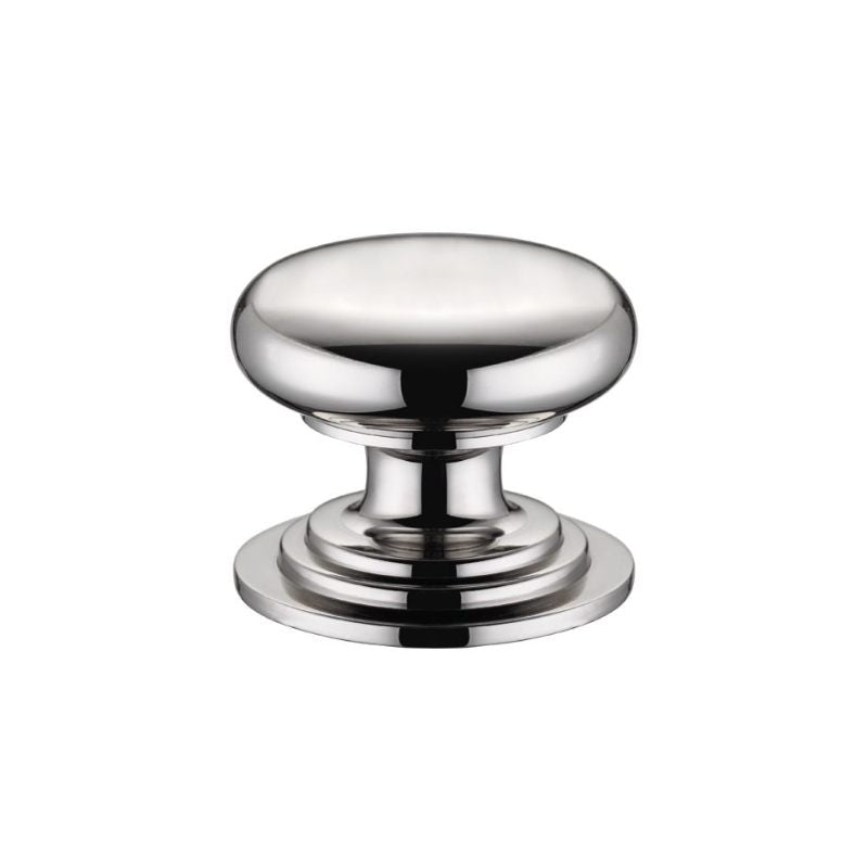 Victorian Cupboard Knob 45mm dia. - Lacquered-Polished Nickel