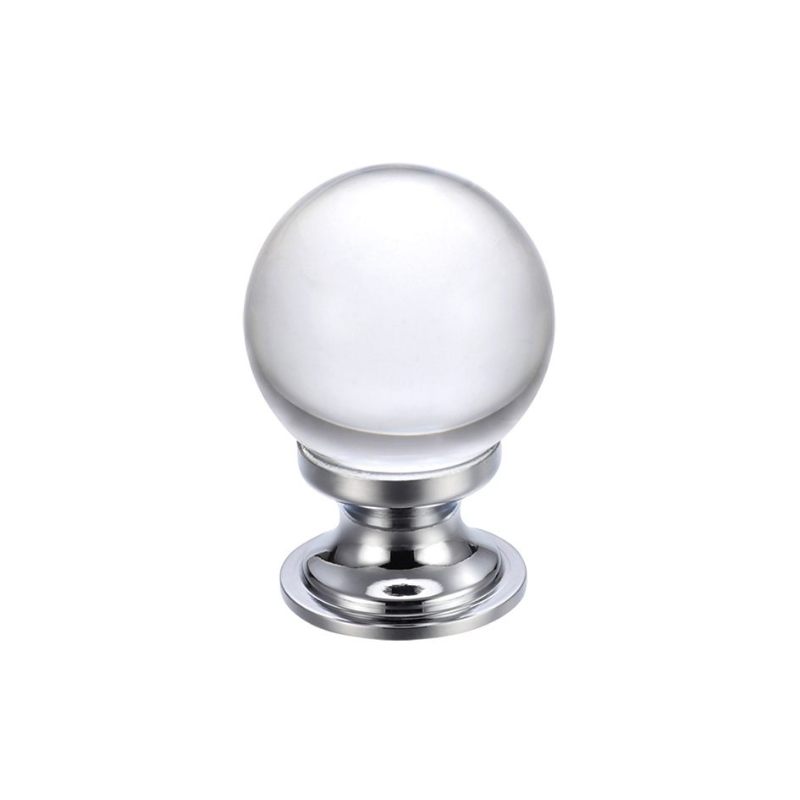 Glass Ball Cabinet Knob - Plain 25mm-Polished Chrome