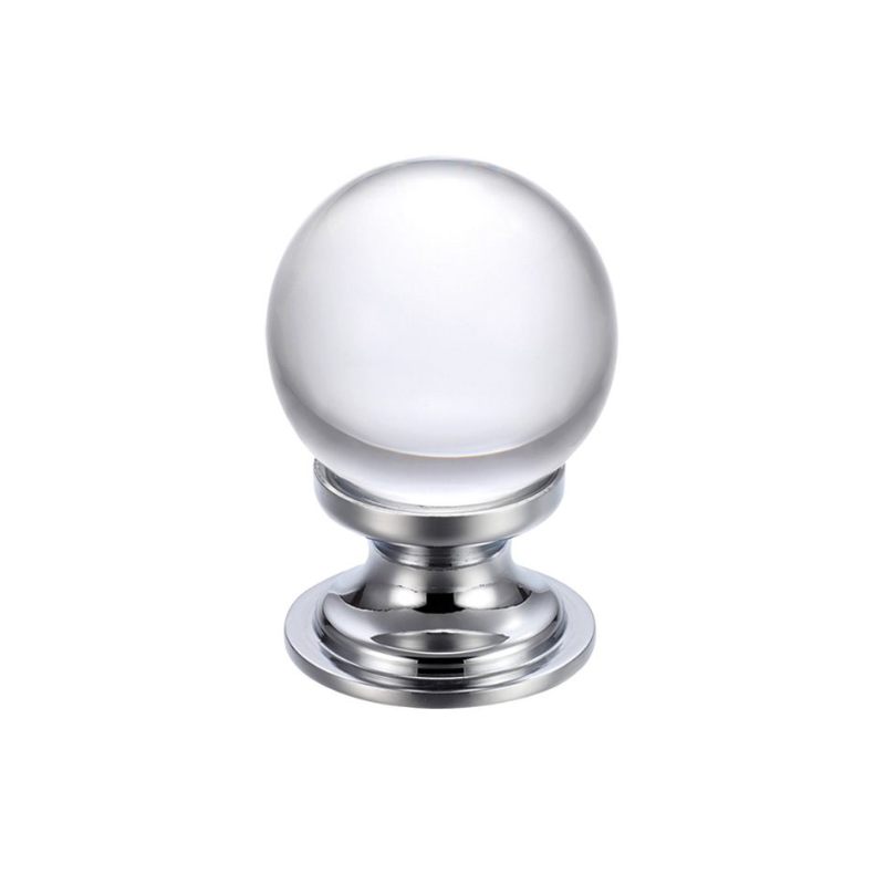 Glass Ball Cabinet Knob - Plain 30mm-Polished Chrome