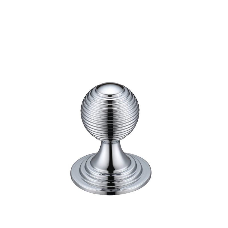 Queen Anne Ringed Knob 25mm rose dia.-Polished Chrome