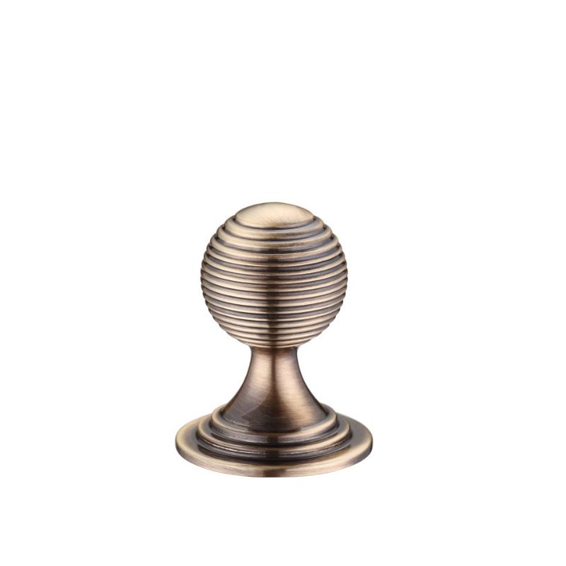 Queen Anne Ringed Knob 25mm rose dia.-Florentine Bronze