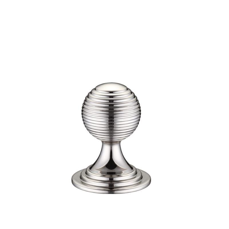 Queen Anne Ringed Knob 25mm rose dia. - Lacquered-Polished Nickel