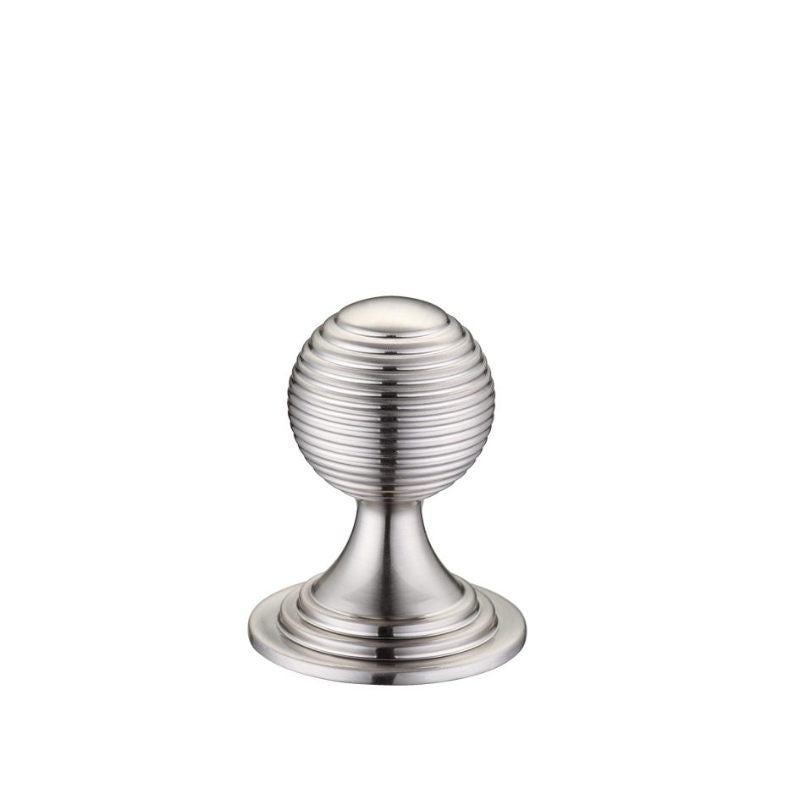 Queen Anne Ringed Knob 25mm rose dia. - Lacquered-Satin Nickel