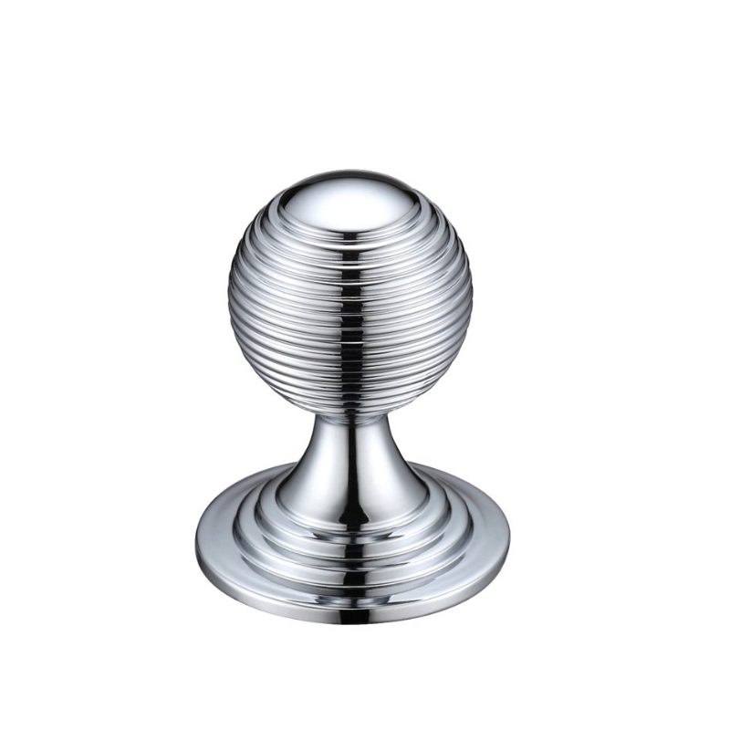 Queen Anne Ringed Knob 32mm rose dia.-Polished Chrome