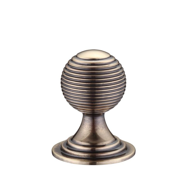 Queen Anne Ringed Knob 32mm rose dia.-Florentine Bronze