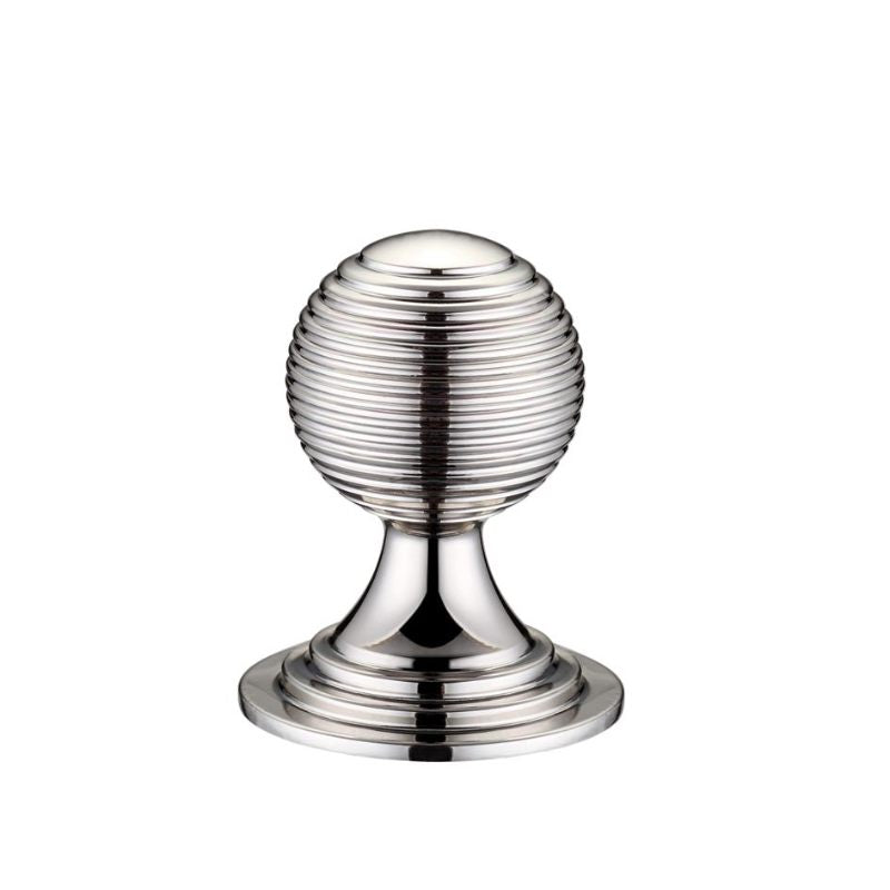 Queen Anne Ringed Knob 32mm rose dia. - Lacquered-Polished Nickel