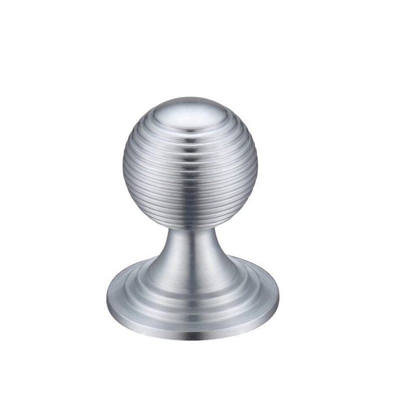 Queen Anne Ringed Knob 32mm rose dia.-Satin Chrome