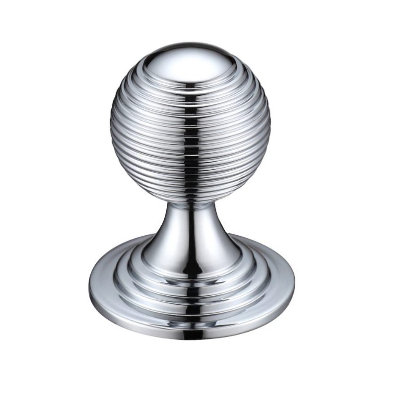 Queen Anne Ringed Knob 38mm rose dia.-Polished Chrome