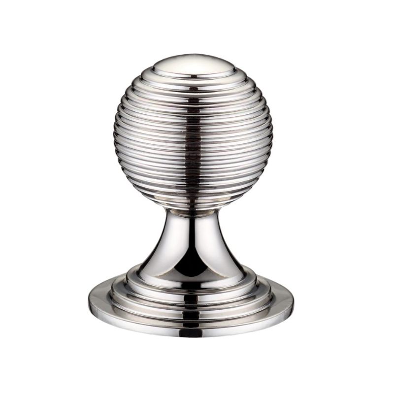 Queen Anne Ringed Knob 38mm rose dia. - Lacquered-Polished Nickel