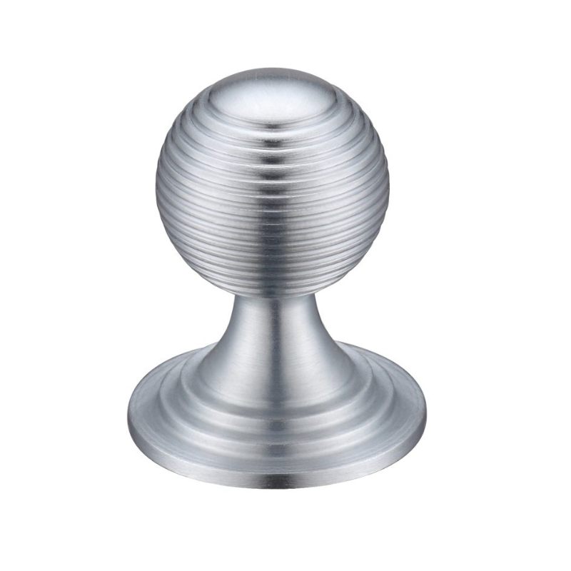 Queen Anne Ringed Knob 38mm rose dia.-Satin Chrome