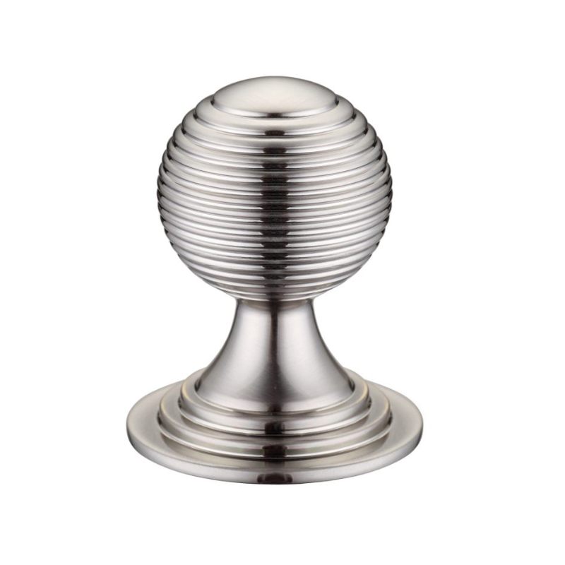 Queen Anne Ringed Knob 38mm rose dia. - Lacquered-Satin Nickel