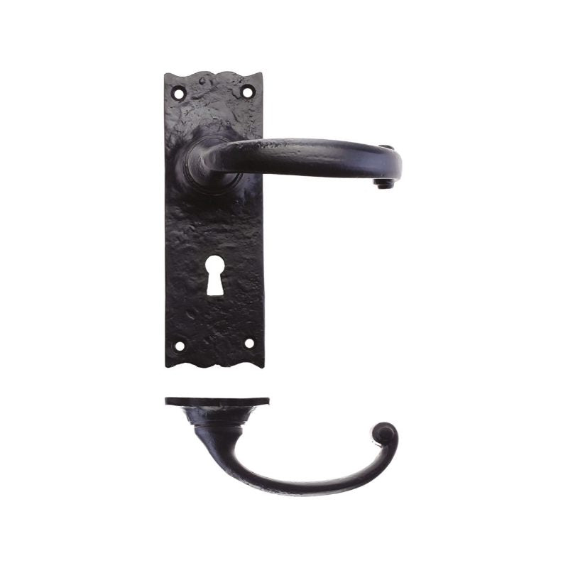 Traditional Lever on Lock Backplate - 6"-Black Antique