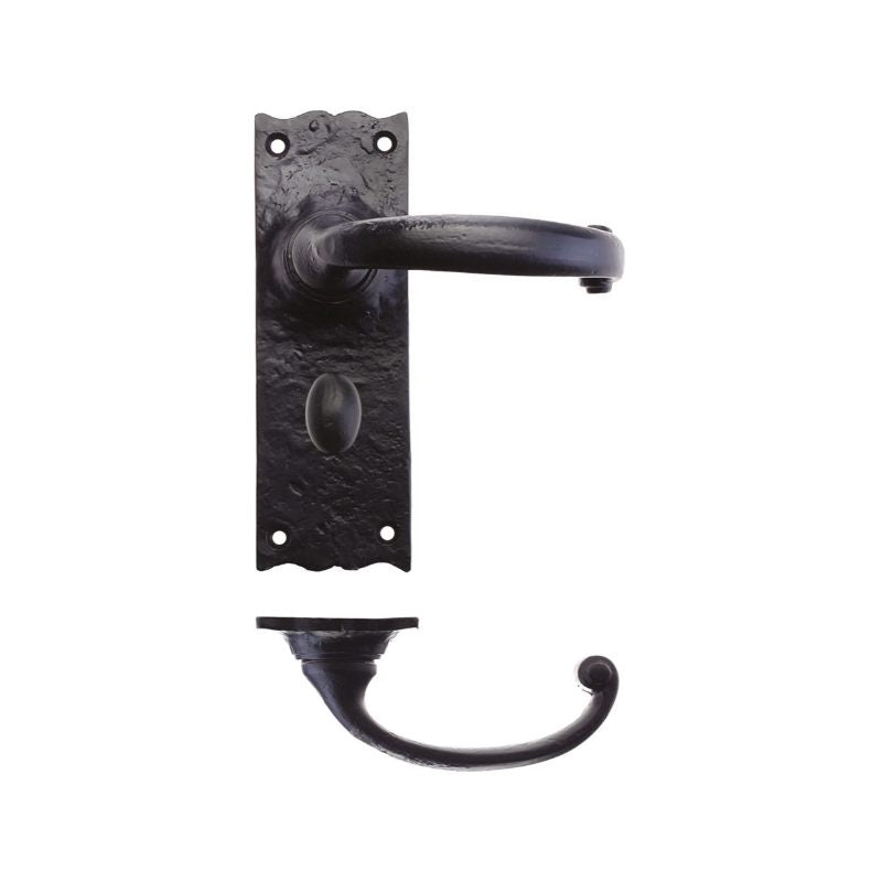 Traditional Lever on Bathroom Backplate - 6"-Black Antique
