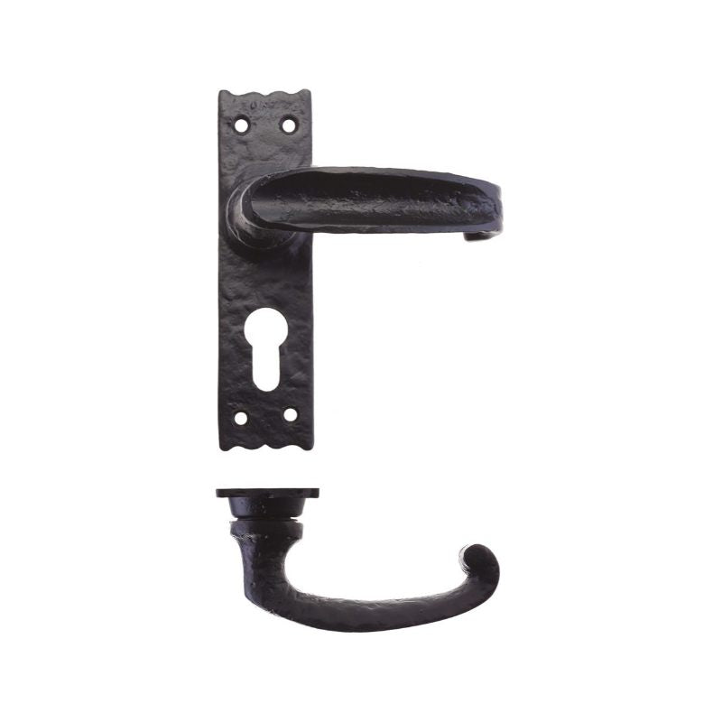 Traditional Slimline Thumb Lever on Euro Backplate - -Black Antique
