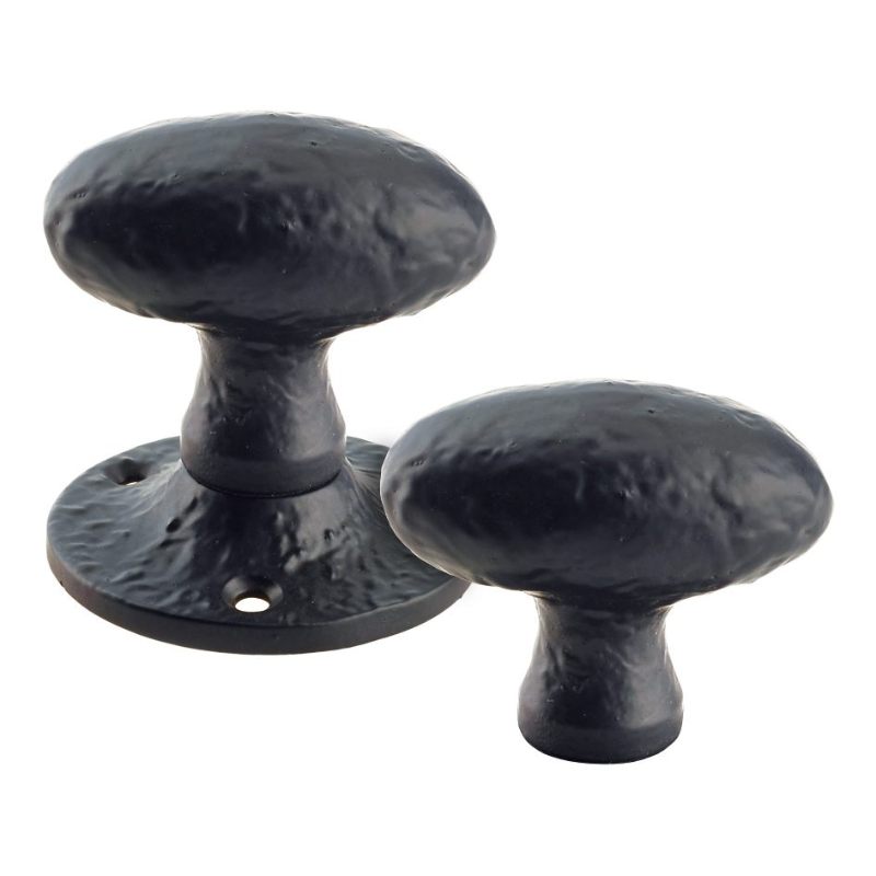 Oval Rim Knob - 2.5" - Un-Sprung-Black Antique
