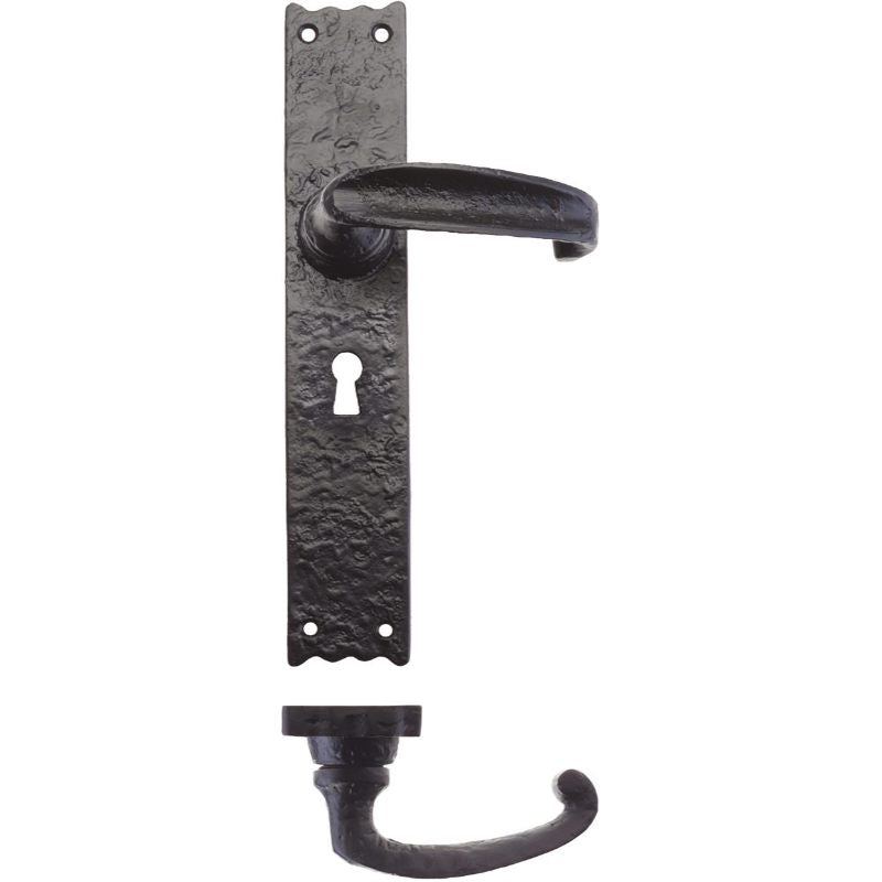 Traditional Lever on Lock Long Backplate - 10"-Black Antique