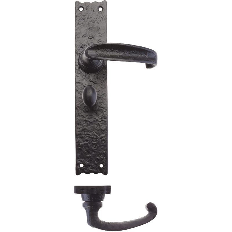 Traditional Lever on Bathroom Long Backplate - 10"-Black Antique