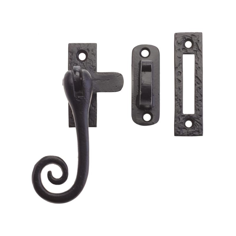 Curly Tail Casement Fastener - 4"-Black Antique