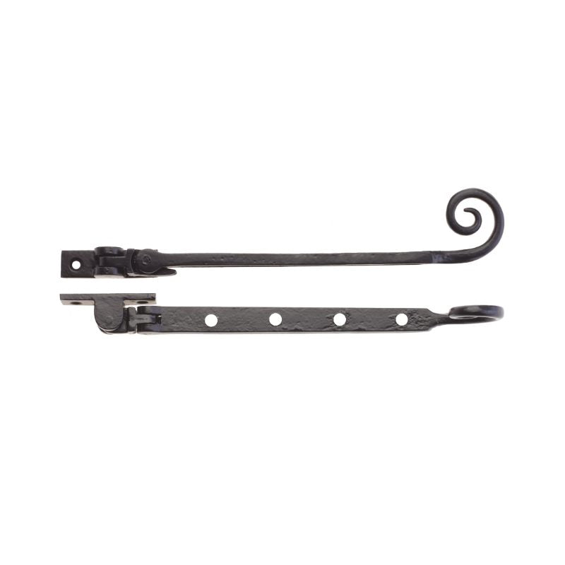 Curly Tail Casement Stay - 10"-Black Antique