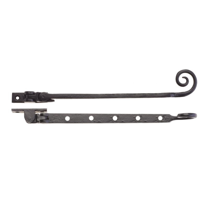 Curly Tail Casement Stay - 12"-Black Antique