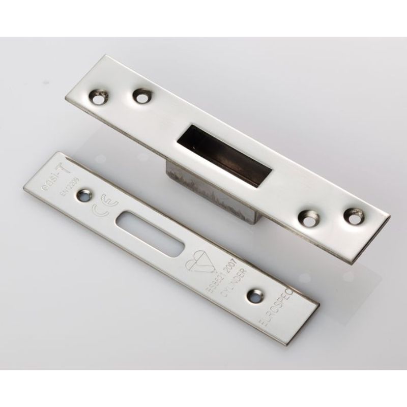 Carlisle Brass Forend Strike & Fixing Pack To Suit BS8621 Cylinder Deadlock-Bright Stainless Steel-Square Forend