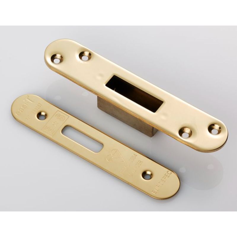 Carlisle Brass Forend Strike & Fixing Pack To Suit BS8621 Cylinder Deadlock-PVD-Radius Forend