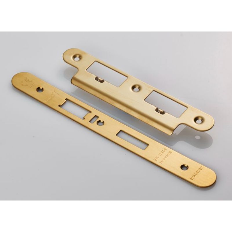 Carlisle Brass Forend Strike & Fixing Pack To Suit Din Escape Lock-PVD-Radius Forend