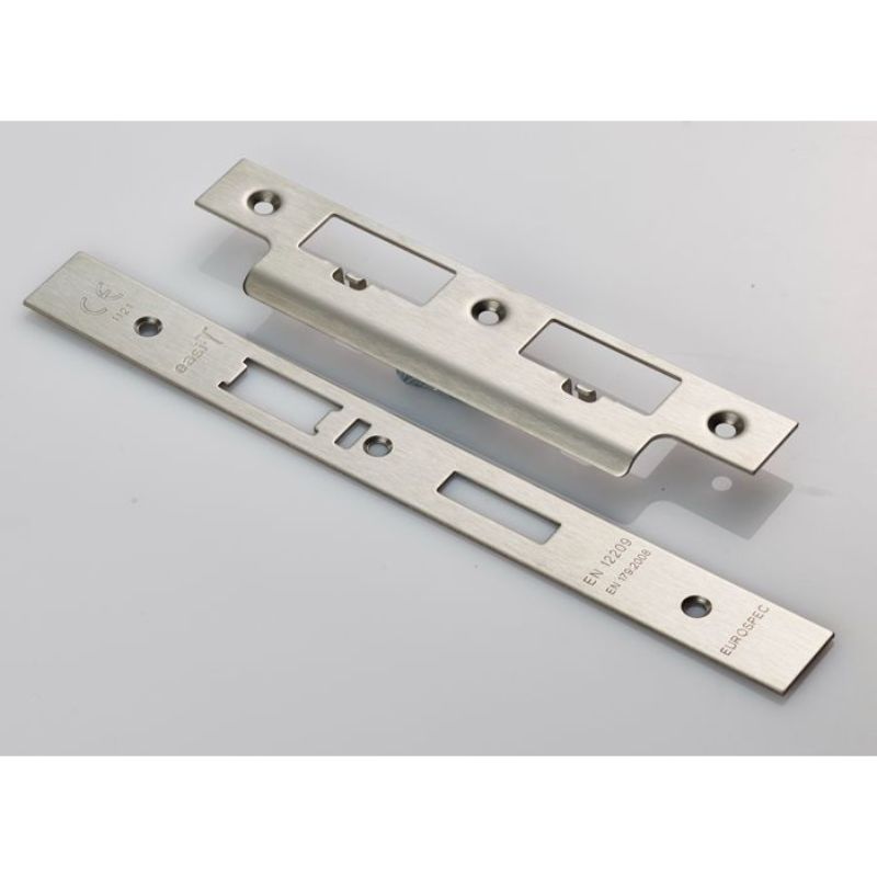 Carlisle Brass Forend Strike & Fixing Pack To Suit Din Escape Lock-Satin Stainless Steel-Square Forend