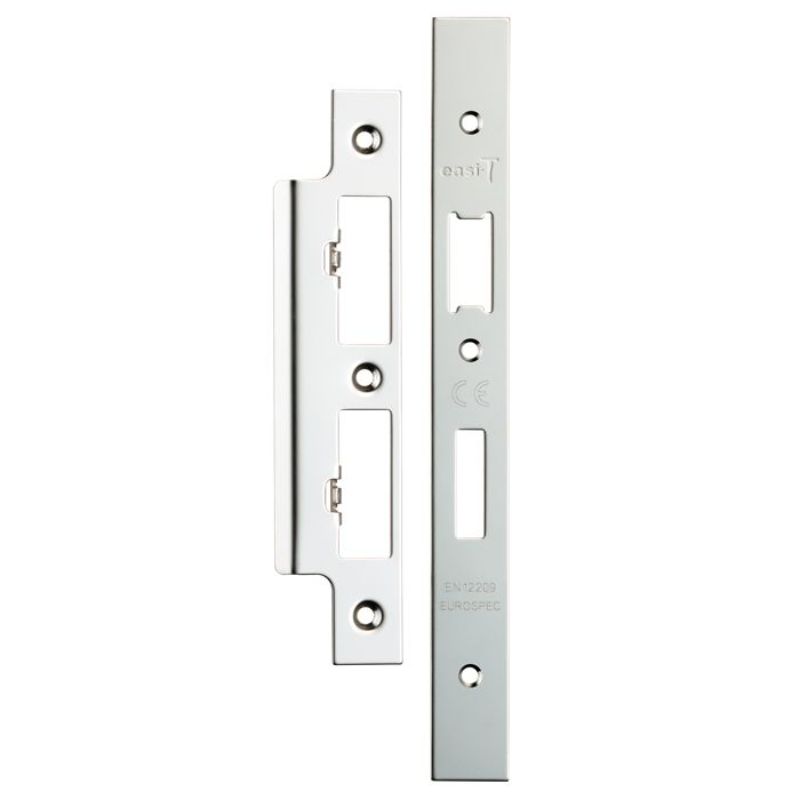 Carlisle Brass Forend Strike & Fixing Pack To Suit Din Euro Sash/Bathroom Lock-Bright Stainless Steel-Square Forend