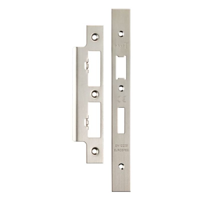 Carlisle Brass Forend Strike & Fixing Pack To Suit Din Euro Sash/Bathroom Lock-Satin Stainless Steel-Square Forend