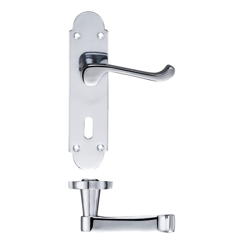 Project Oxford Lever on Lock Backplate - 168mm x 42mm-Polished Chrome