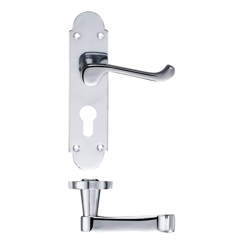 Project Oxford Lever on Europrofile Lock Backplate - 168mm x 42mm-Polished Chrome