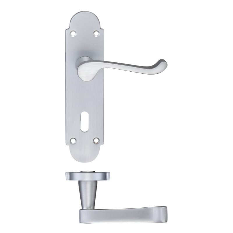 Project Oxford Lever on Lock Backplate - 168mm x 42mm-Satin Chrome