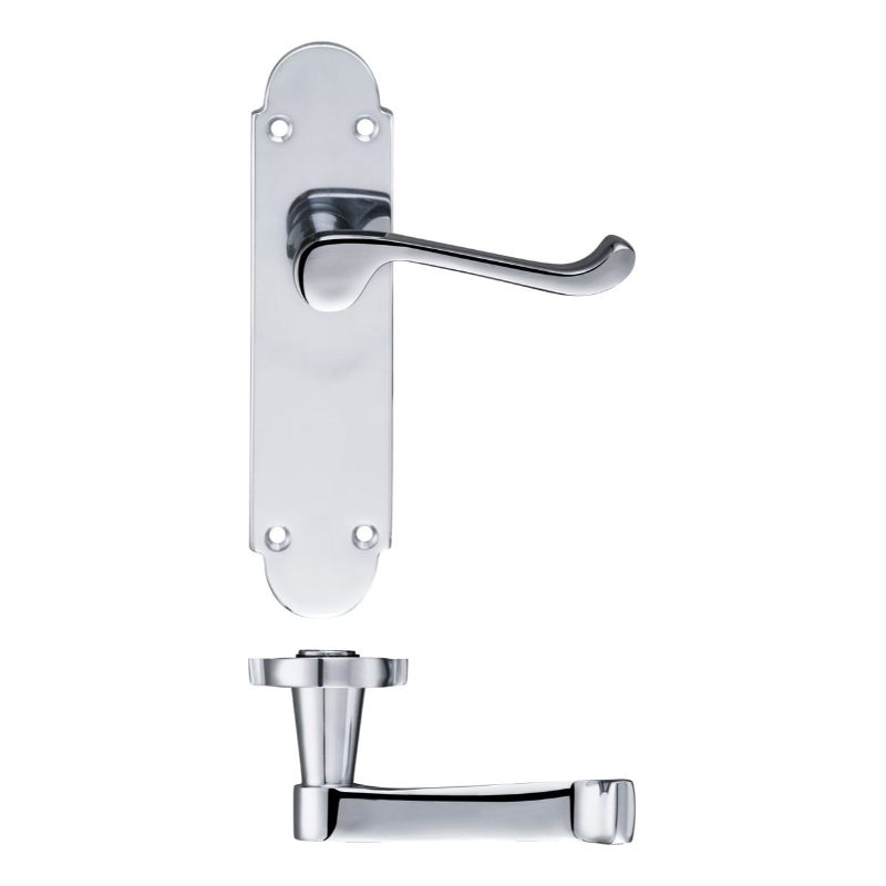 Project Oxford Lever on Latch Backplate - 168mm x 42mm-Polished Chrome