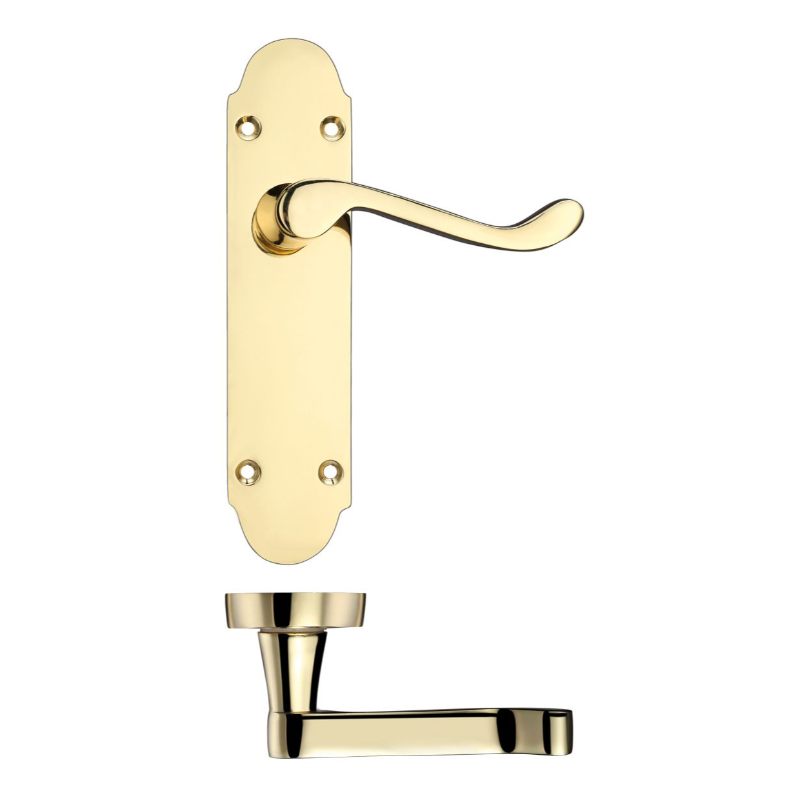 Project Oxford Lever on Latch Backplate - 168mm x 42mm-Electro Brass