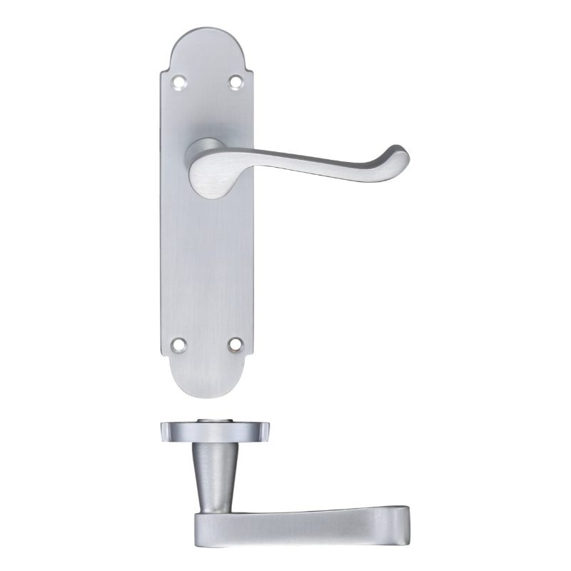 Project Oxford Lever on Latch Backplate - 168mm x 42mm-Satin Chrome