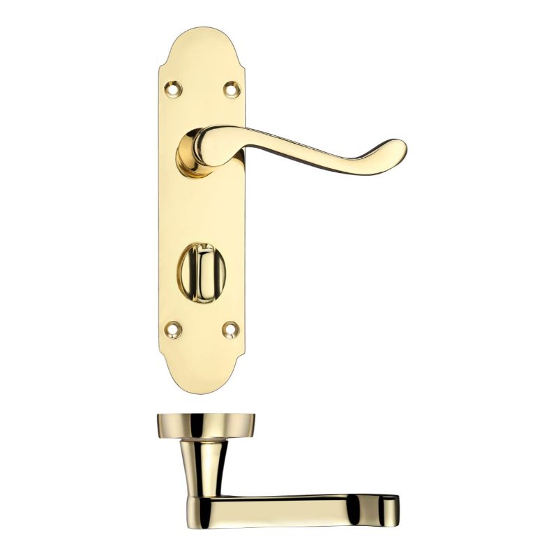 Project Oxford Lever on Bathroom Backplate - 168mm x 42mm-Electro Brass
