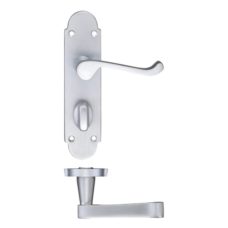 Project Oxford Lever on Bathroom Backplate - 168mm x 42mm-Satin Chrome