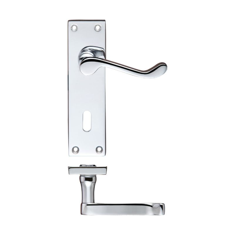 Project Victorian Scroll Lever on Lock Backplate - 150mm x 40mm-Polished Chrome