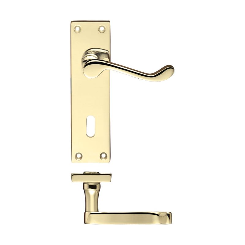 Project Victorian Scroll Lever on Lock Backplate - 150mm x 40mm-Electro Brass