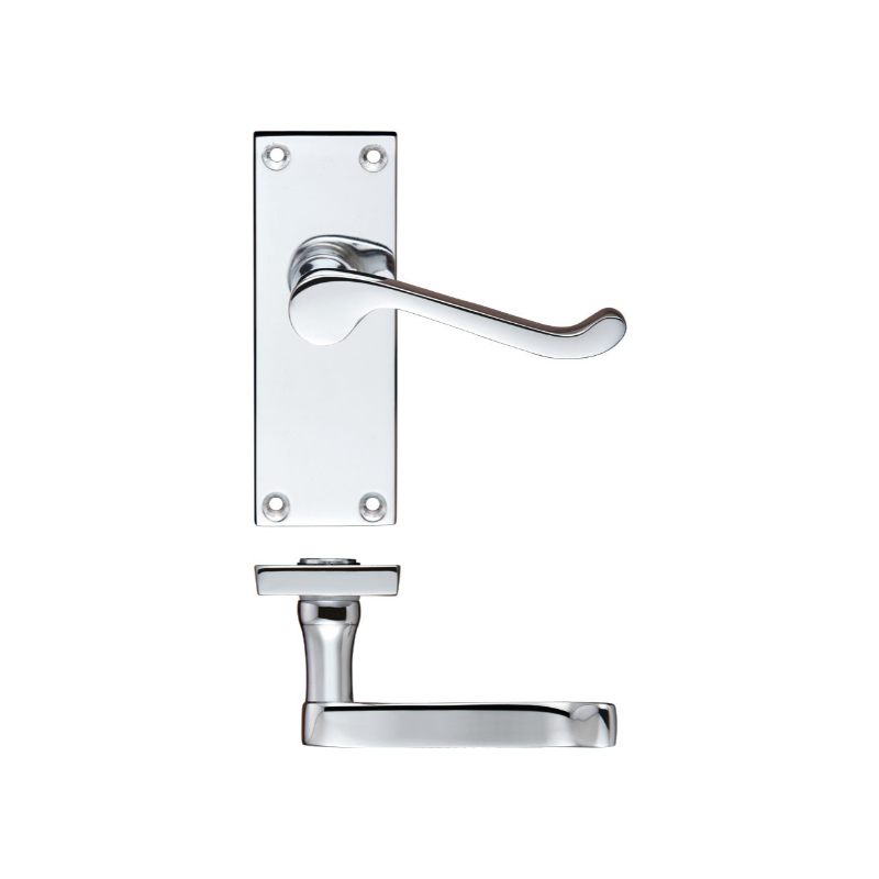 Project Victorian Scroll Lever on Latch Backplate - 114mm x 40mm-Polished Chrome