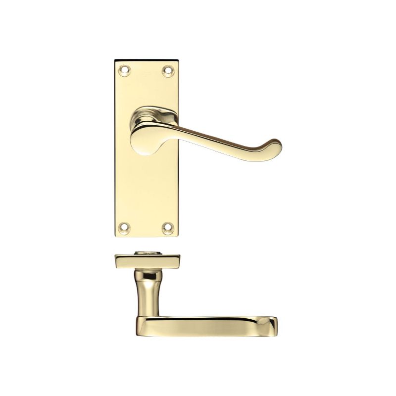 Project Victorian Scroll Lever on Latch Backplate - 114mm x 40mm-Electro Brass